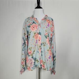 Yumi Kim Sweet Dawn Dusk Freestyle Long Sleeve Ruffled Collar Top Small